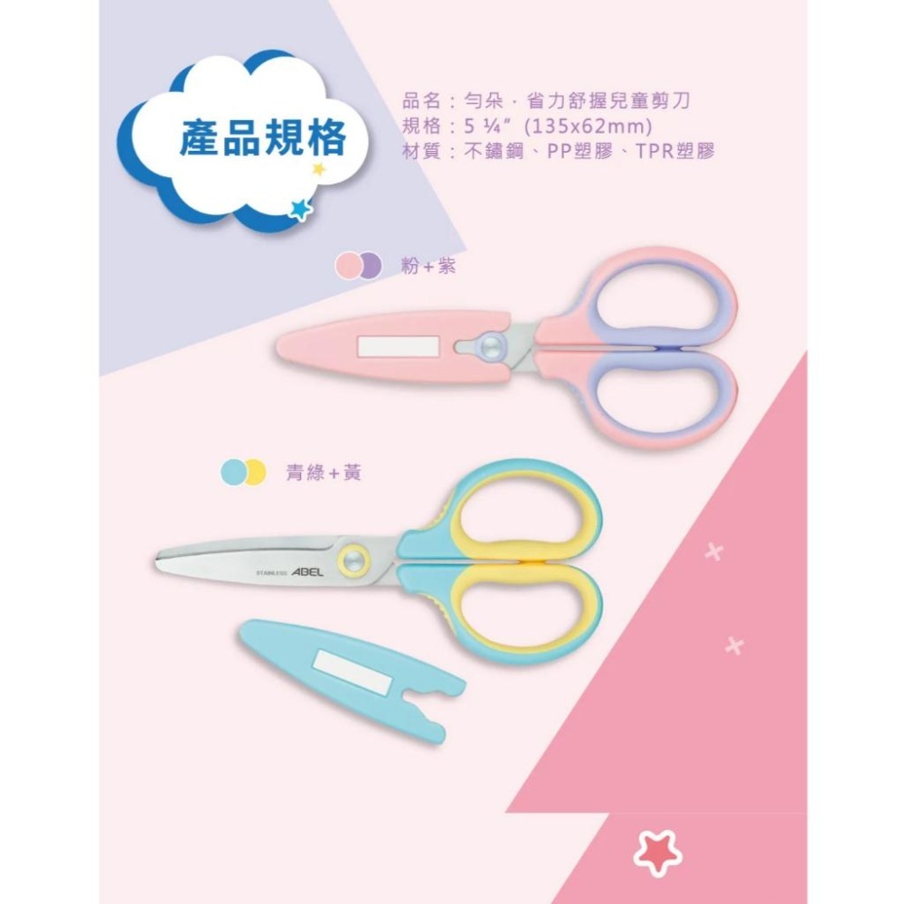 【爆款台灣現貨】 剪刀 兒童剪刀 不沾膠 省力舒握 勻朵兒童剪刀 60078 ABEL力大牌 RL生活文具-細節圖6