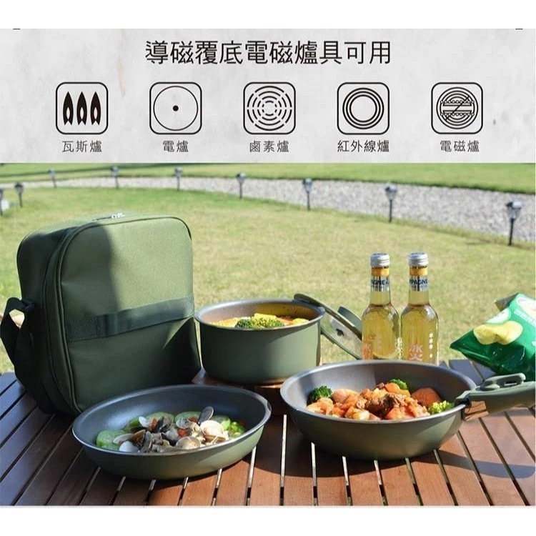 仙德曼 日本Daikin露營鍋具組 附收納袋 拆卸把手 不沾鍋 烤盤 煎盤 露營鍋具 露營裝備 露營不沾鍋-細節圖4