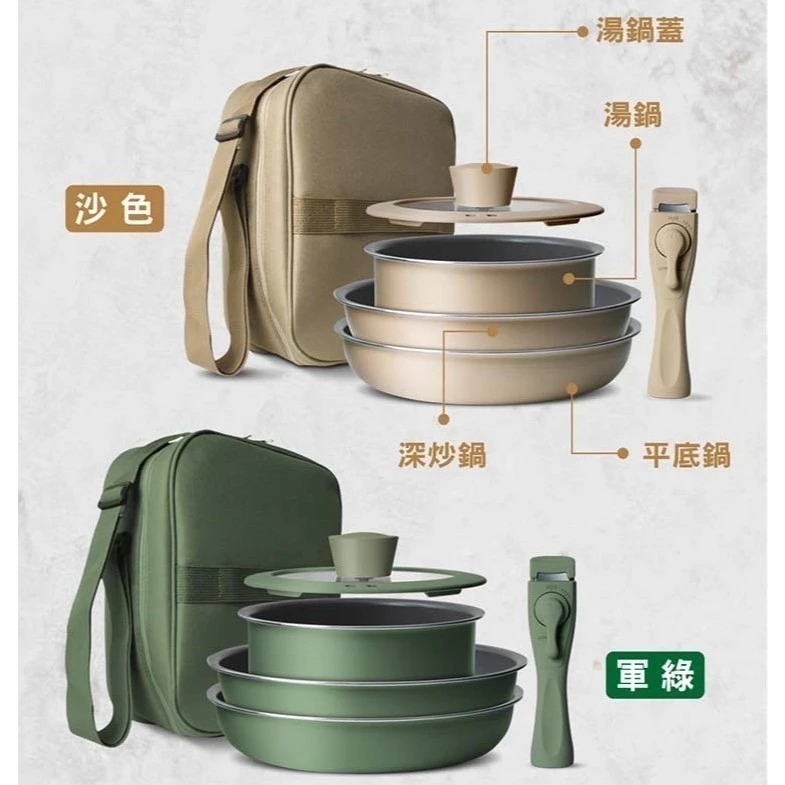 仙德曼 日本Daikin露營鍋具組 附收納袋 拆卸把手 不沾鍋 烤盤 煎盤 露營鍋具 露營裝備 露營不沾鍋-細節圖8