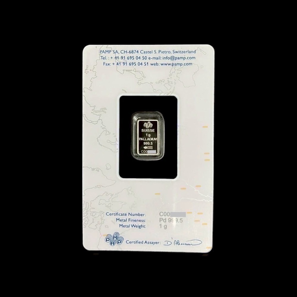財富女神 鈀金 1公克 條塊 1g PAMP 幸運女神-細節圖2