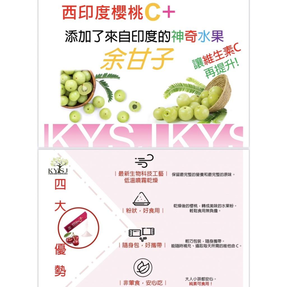 康源行健KYSJ西印度櫻桃維他命C粉30包 添加印度水果余甘子(全新配方) 全新升級版-細節圖3