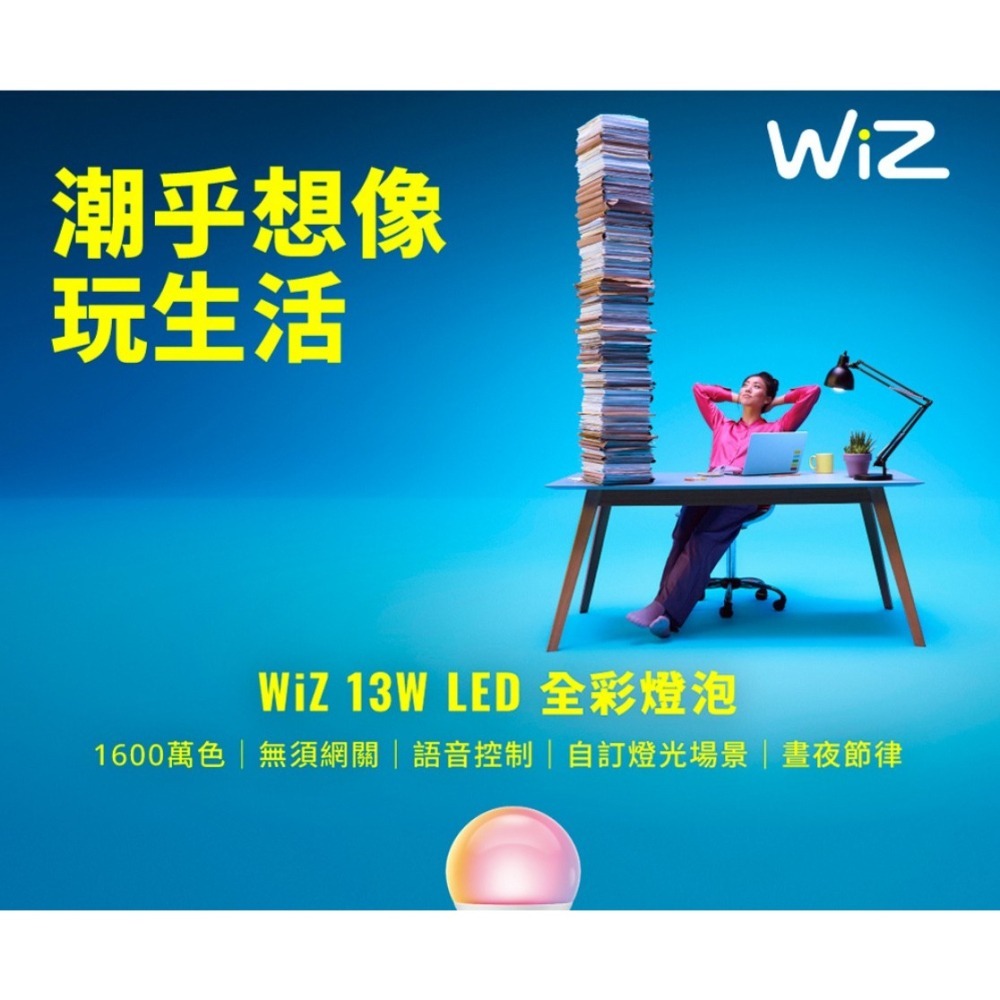 飛利浦WIFI WiZ智慧照明13WLED全彩燈泡 智能燈泡 氣氛燈泡(PW019【飛利浦系列可合併一起下或單獨下單】-細節圖3