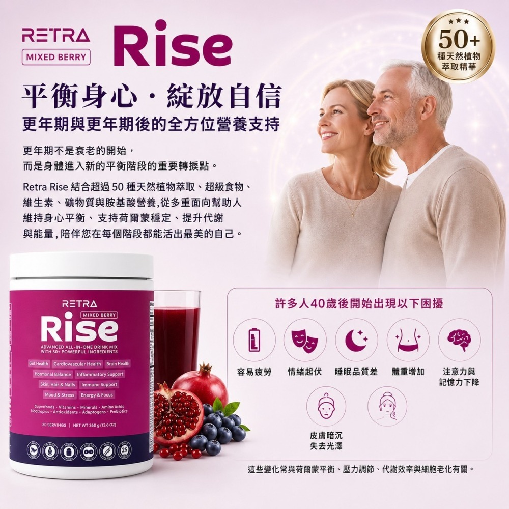 美商retra穩定型米糠飲 美國rzip糠美健營養粉330公克/罐 RZIP安神 全素沖泡營養  RISE綜合莓果-細節圖9