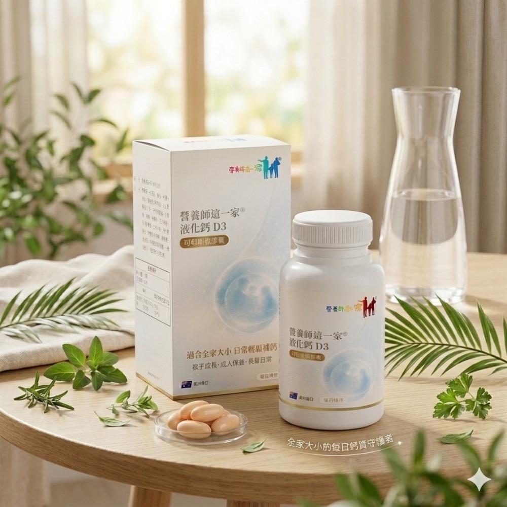 營養師這一家D3液化鈣60粒/瓶 澳洲進口 可咀嚼軟膠囊 碳酸鈣 維生素D3 卵磷脂 檸檬酸-細節圖2