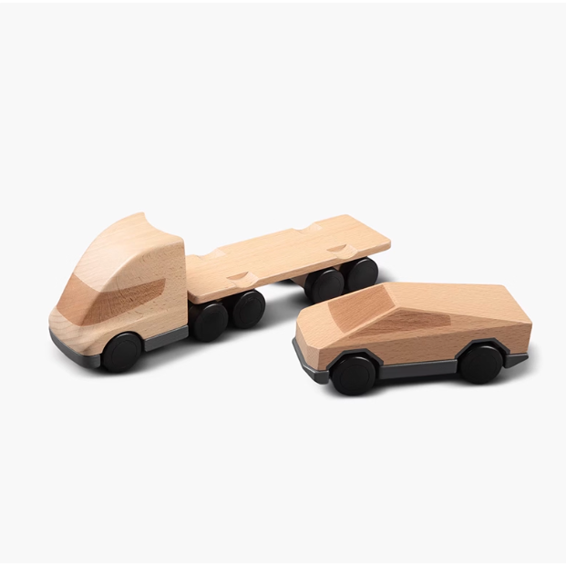 Tesla官方 特斯拉 Semi + 特斯拉賽博越野旅行車木製玩具套裝-細節圖3