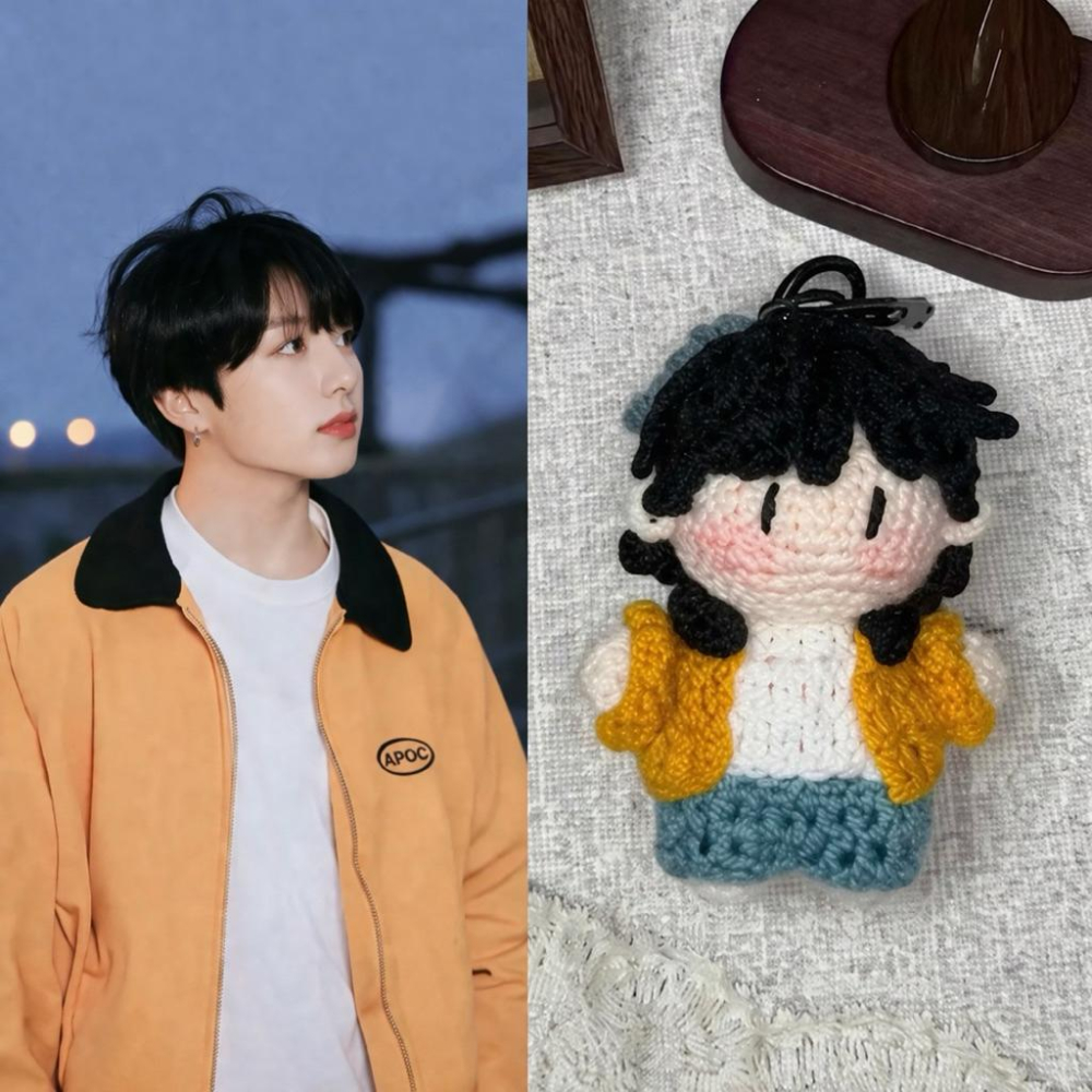 BTS 防彈少年團 鉤織娃娃 鉤針包掛 金亨泰 田柾國 kpop週邊 娃娃 掛件 成品 鑰匙扣-細節圖2