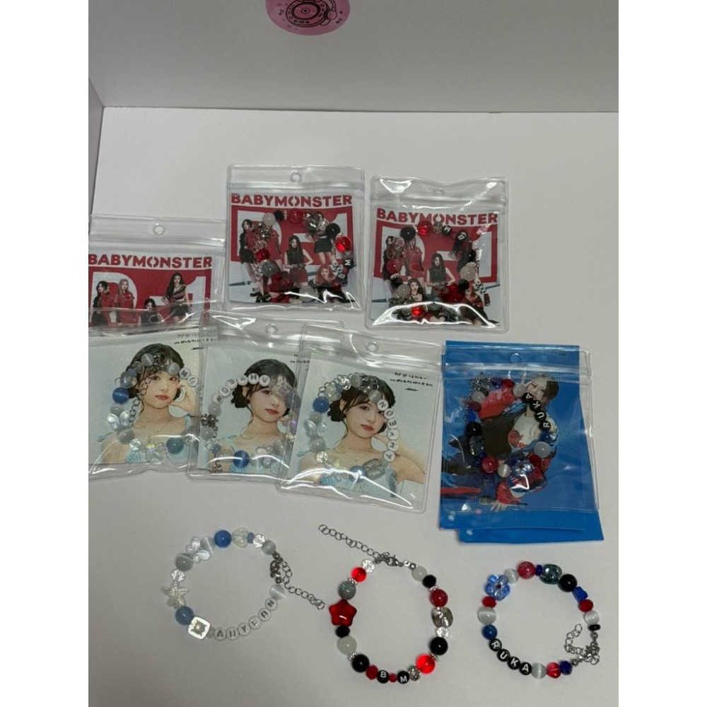 現貨在台）BABYMONSTER女團應援手鍊演唱會專輯黑紅色寶怪周邊鄭雅賢DIY手串 手鏈 寶怪周邊 應援物 快閃-細節圖4