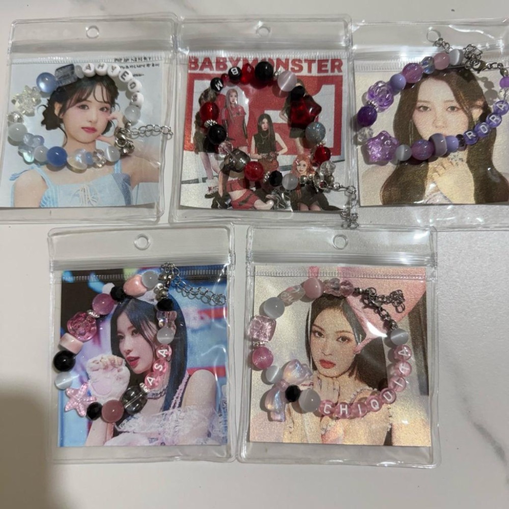 現貨在台）BABYMONSTER女團應援手鍊演唱會專輯黑紅色寶怪周邊鄭雅賢DIY手串 手鏈 寶怪周邊 應援物 快閃-細節圖5