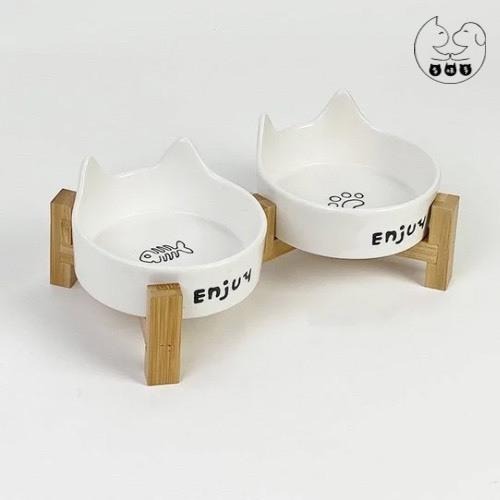 【多咪多寵物】🐾寵物貓耳陶瓷碗 寵物碗架 貓耳造型碗 貓碗架 寵物餐桌 貓咪餐桌 寵物木架 水碗 飼料碗-細節圖4