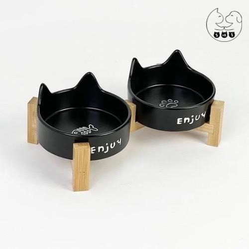 【多咪多寵物】🐾寵物貓耳陶瓷碗 寵物碗架 貓耳造型碗 貓碗架 寵物餐桌 貓咪餐桌 寵物木架 水碗 飼料碗-細節圖5