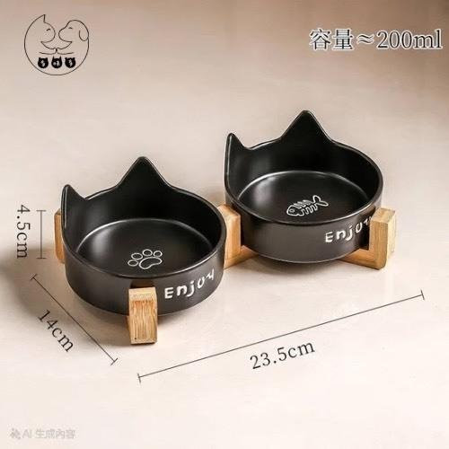 【多咪多寵物】🐾寵物貓耳陶瓷碗 寵物碗架 貓耳造型碗 貓碗架 寵物餐桌 貓咪餐桌 寵物木架 水碗 飼料碗-細節圖8