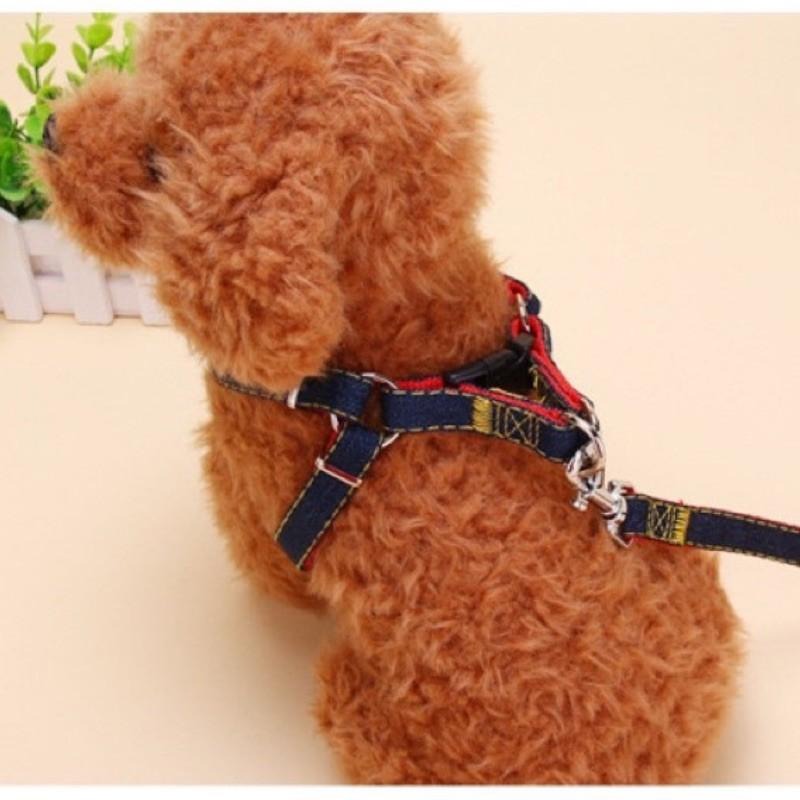 【多咪多】現貨 寵物胸背牽繩 牛仔胸背衣+牽繩 寵物胸背衣 貓 狗 牽繩 胸背帶 牽引繩 寵物牽繩 日系牽繩 工字牽繩-細節圖7