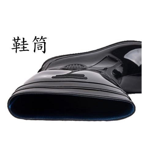 特大版13號皇力牌高級全長雙色男雨鞋(黑/白)-細節圖3