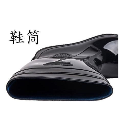 特大版13號皇力牌高級全長雙色男雨鞋(黑/白)，可加購竹炭鞋墊-細節圖3