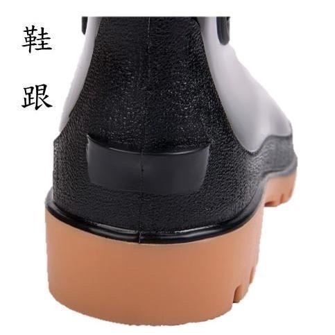 特大版13號皇力牌高級全長雙色男雨鞋(黑/白)，可加購竹炭鞋墊-細節圖4