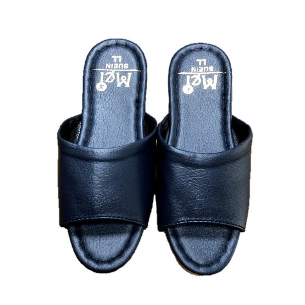 美美牌室內拖(軟皮縫線-藍/紅)-細節圖2