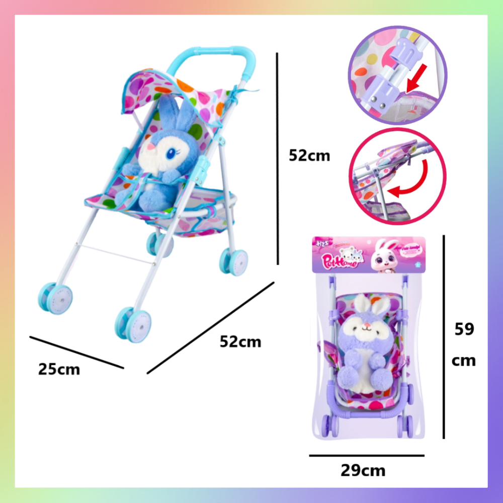 絨毛兔子娃娃推車-細節圖2