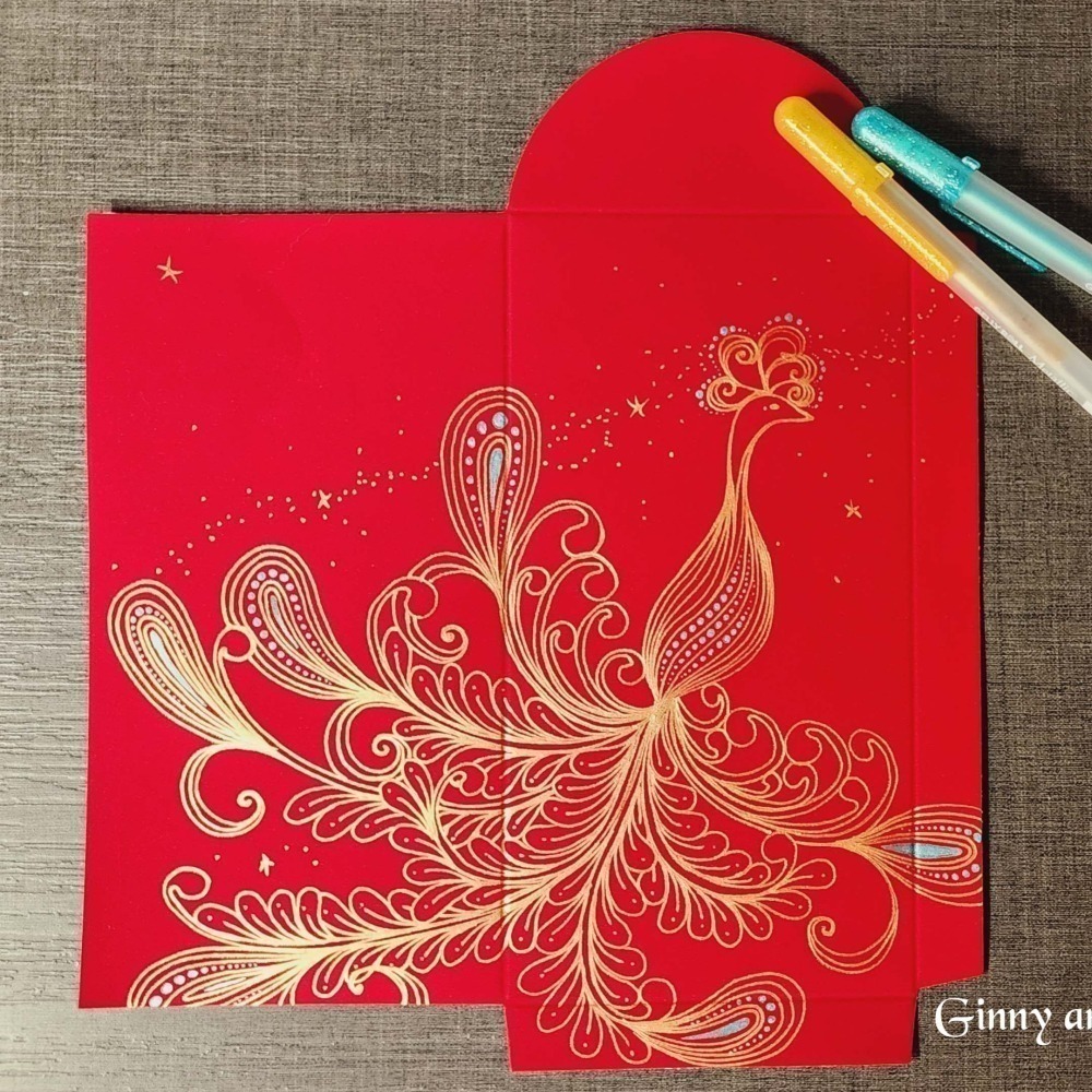 【盈盈愛兔巢】新年限定｜全開式紅包袋｜精選高質感絲絨紅包袋｜禪繞畫紅包｜材料包 DIY｜手繪紅包袋｜自己畫紅包｜來去禪繞-細節圖7