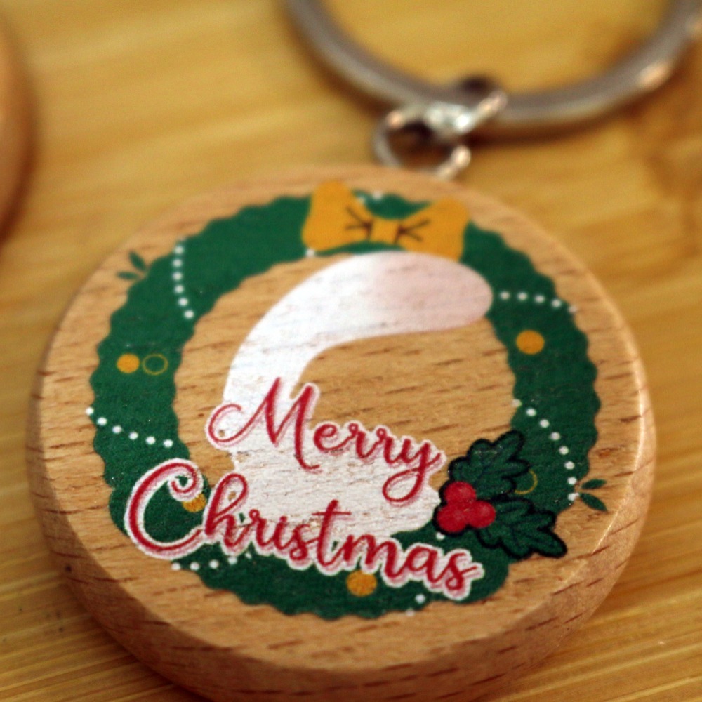 [現貨]木紋鑰匙圈 聖誕托帕-細節圖2