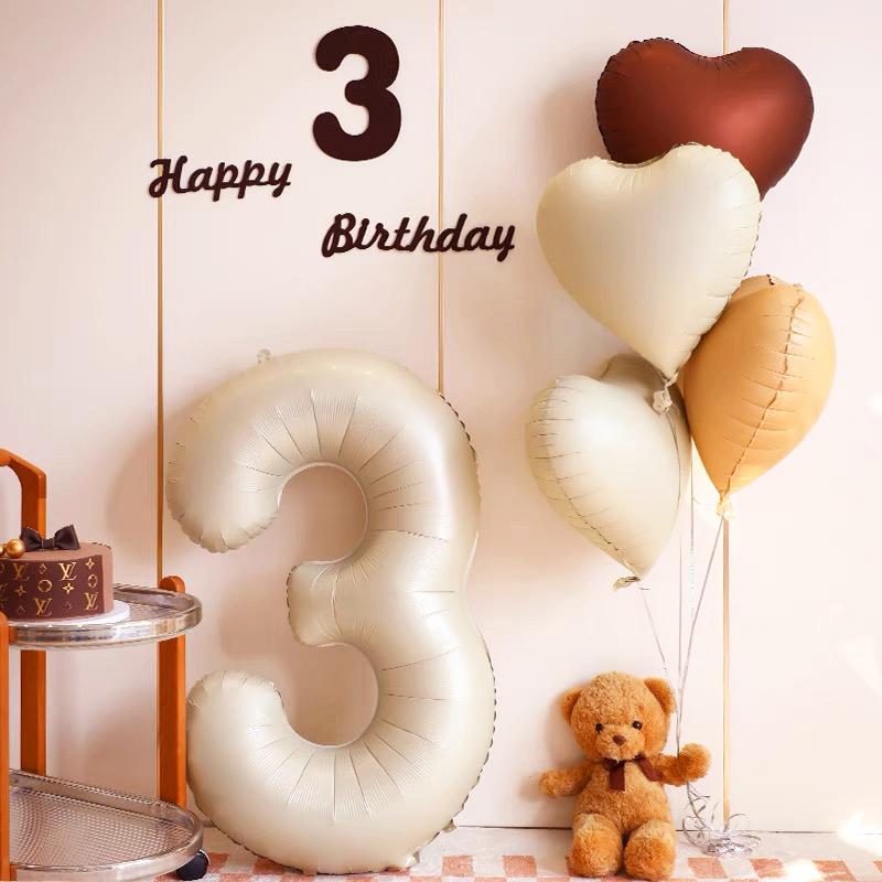 【生日氣球】✨生日數字氣球✨奶茶色數字氣球 ✨數字氣球✨愛心氣球✨寶寶派對✨生日派對佈置✨氣球✨手持氣球✨週歲✨滿月-細節圖2