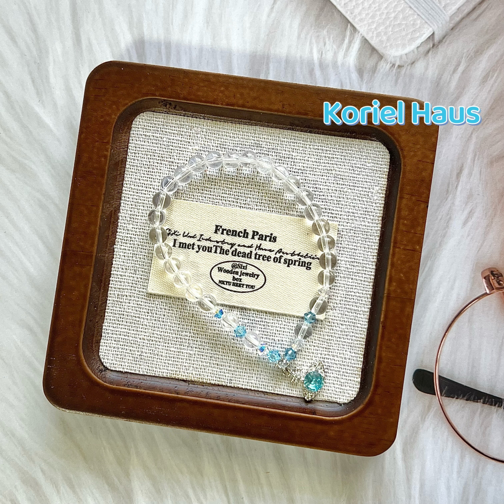 【Koriel Haus】白水晶x施華洛 藍鑽星球 設計款水晶手串-細節圖3