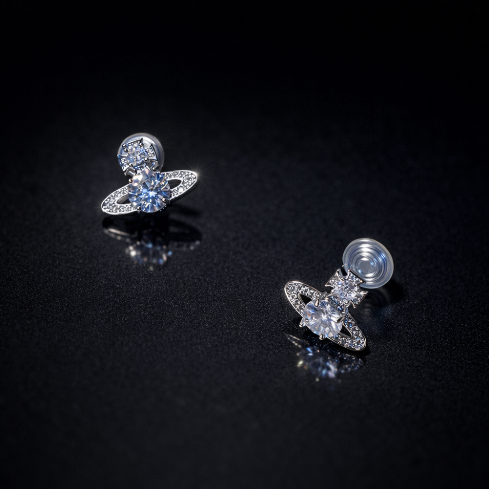 【Koriel Haus】星環光芒｜土星蚊香盤鋯鑽耳夾-細節圖3