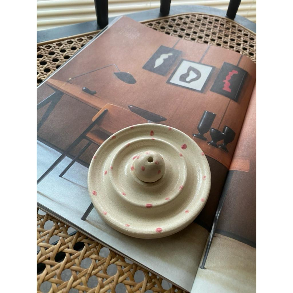 DOKi DOKi 粉色小點點 多功能線香底座 線香插 塔香底座 秘魯聖木盤 incense holder-細節圖3