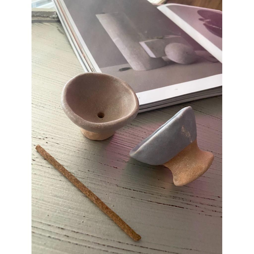 DOKi DOKi 線香插 線香座 單色 霧霾藍｜乳白無光 粗孔線香插 短版線香 藏香 incense holder-細節圖5