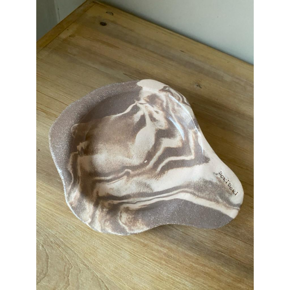 DOKi DOKi 奶咖奶咖 絞胎盤 平放盤香盤 不熄滅 手捏陶 陶藝 陶瓷-細節圖2