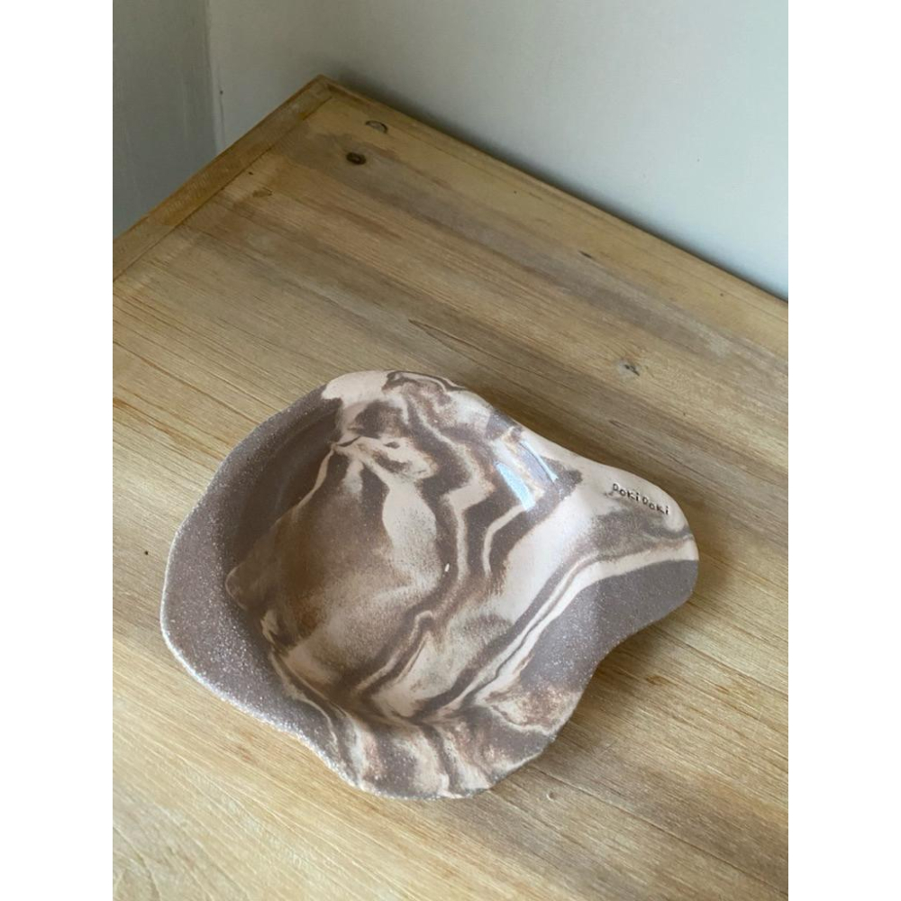 DOKi DOKi 奶咖奶咖 絞胎盤 平放盤香盤 不熄滅 手捏陶 陶藝 陶瓷-細節圖4