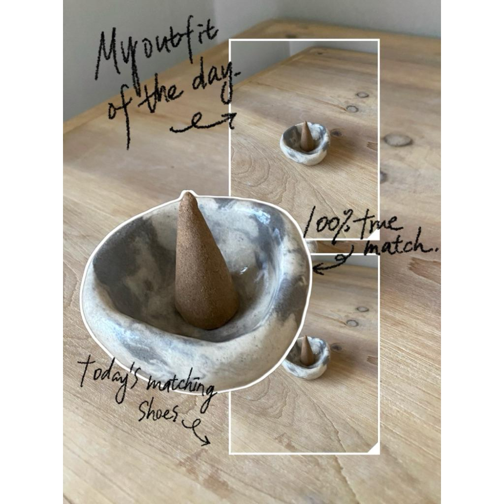 DOKi DOKi 線香底座 塔香底座 線香插 絞胎系列 手捏陶 陶藝 陶瓷 塔香座-細節圖2