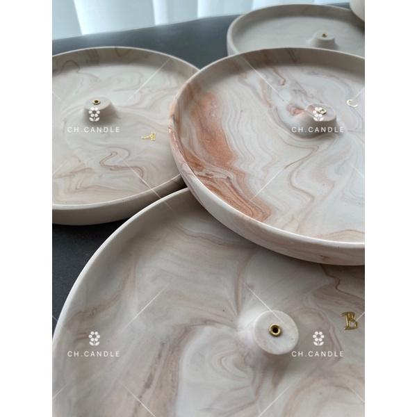 CH.CANDLE 店主的微手作 一圖一物 大理石紋 岩石紋 JESMONITE 線香盤 香盤 香插-細節圖3