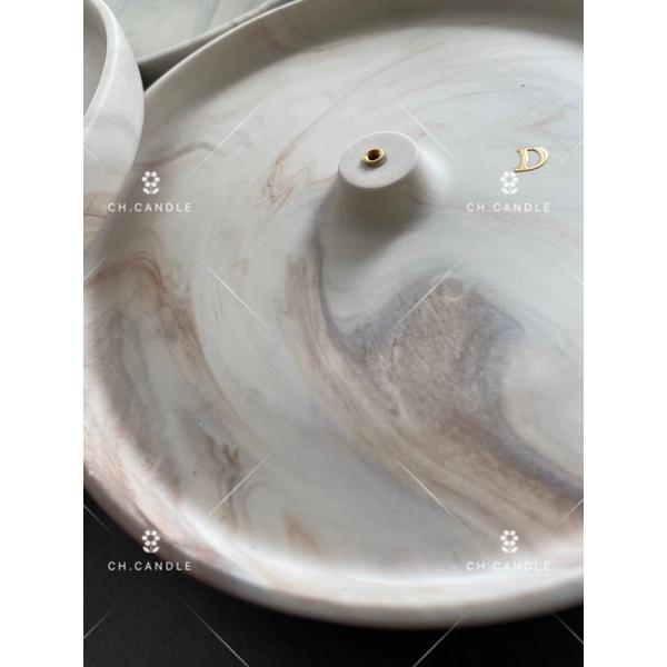 CH.CANDLE 店主的微手作 一圖一物 大理石紋 岩石紋 JESMONITE 線香盤 香盤 香插-細節圖4