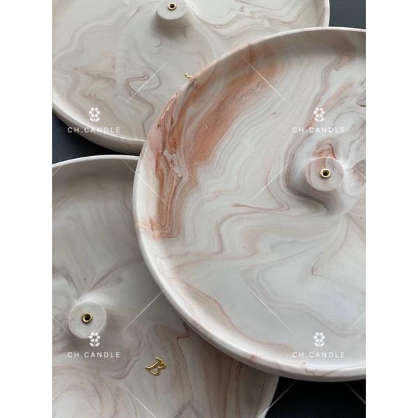 CH.CANDLE 店主的微手作 一圖一物 大理石紋 岩石紋 JESMONITE 線香盤 香盤 香插-細節圖6