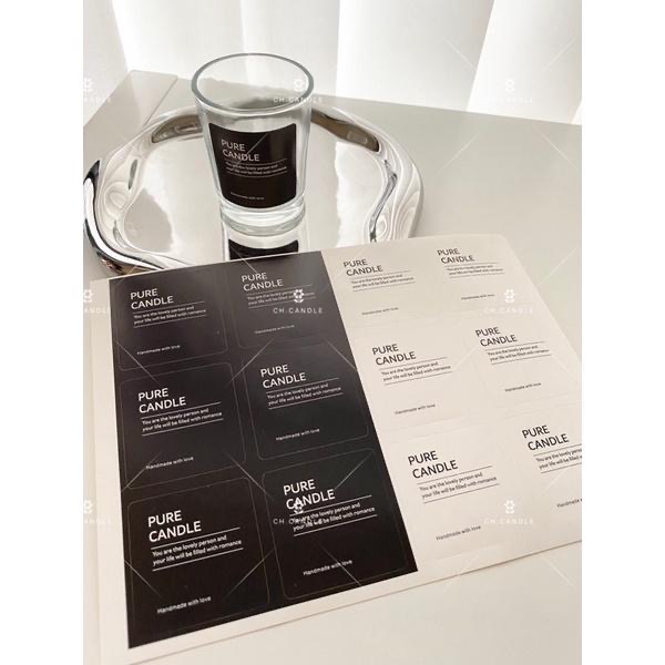 CH.CANDLE 基本色黑白 天然大豆蠟 韓國貼紙 貼紙 裝飾貼紙 容器貼紙-細節圖2