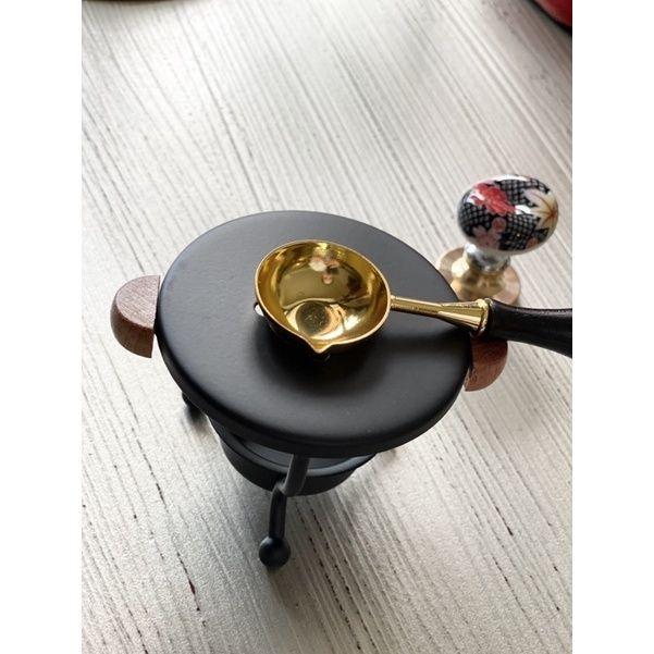 CH.CANDLE 黑色鼎式火漆爐 火漆熔爐 封蠟章爐 不鏽鋼 花梨木手柄 耐熱防燙-細節圖3