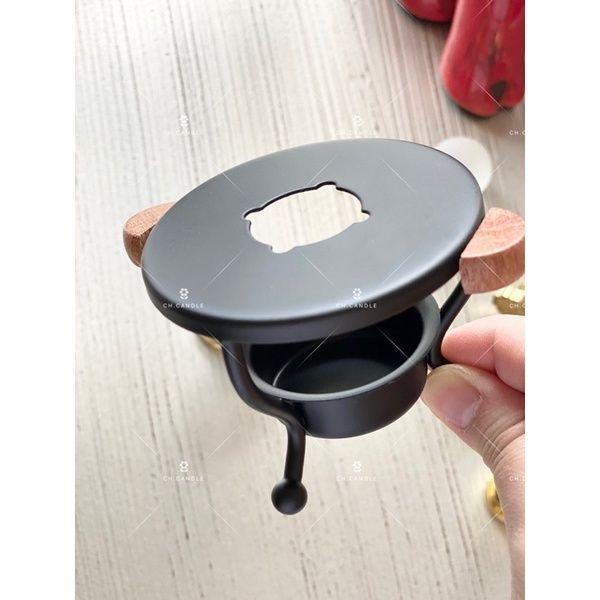 CH.CANDLE 黑色鼎式火漆爐 火漆熔爐 封蠟章爐 不鏽鋼 花梨木手柄 耐熱防燙-細節圖6