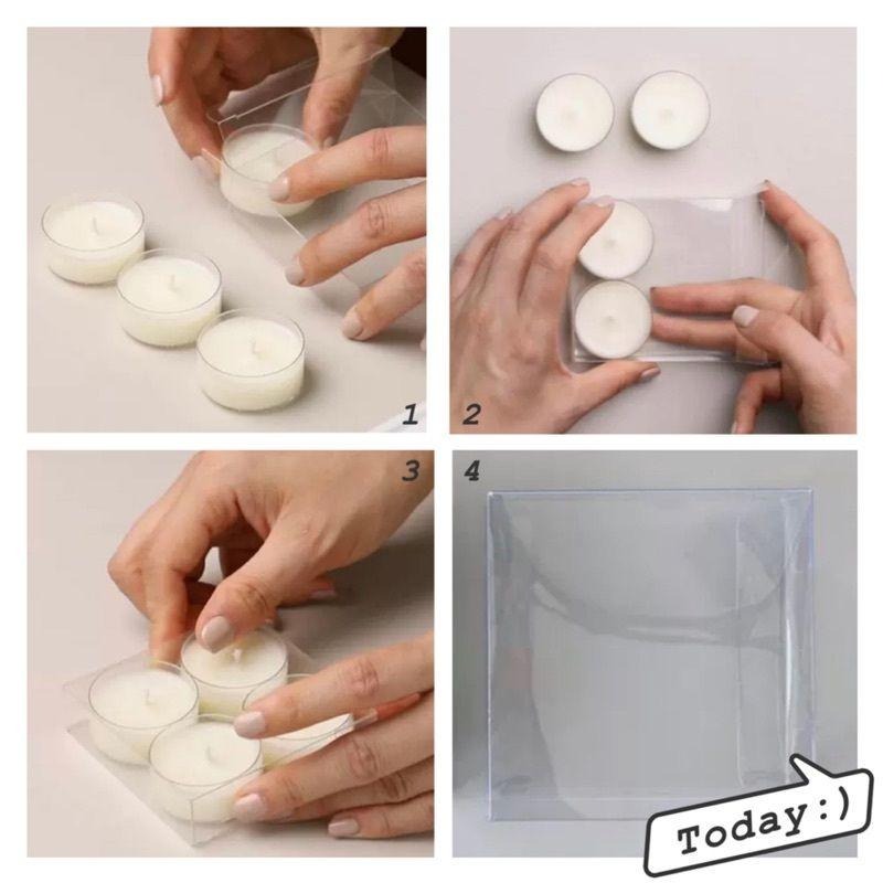 CH.CANDLE 8x8x2 覆膜 不刮傷  透明pvc盒 100入區 茶蠟盒 四顆裝包裝盒 茶燭 蠟燭禮盒-細節圖2