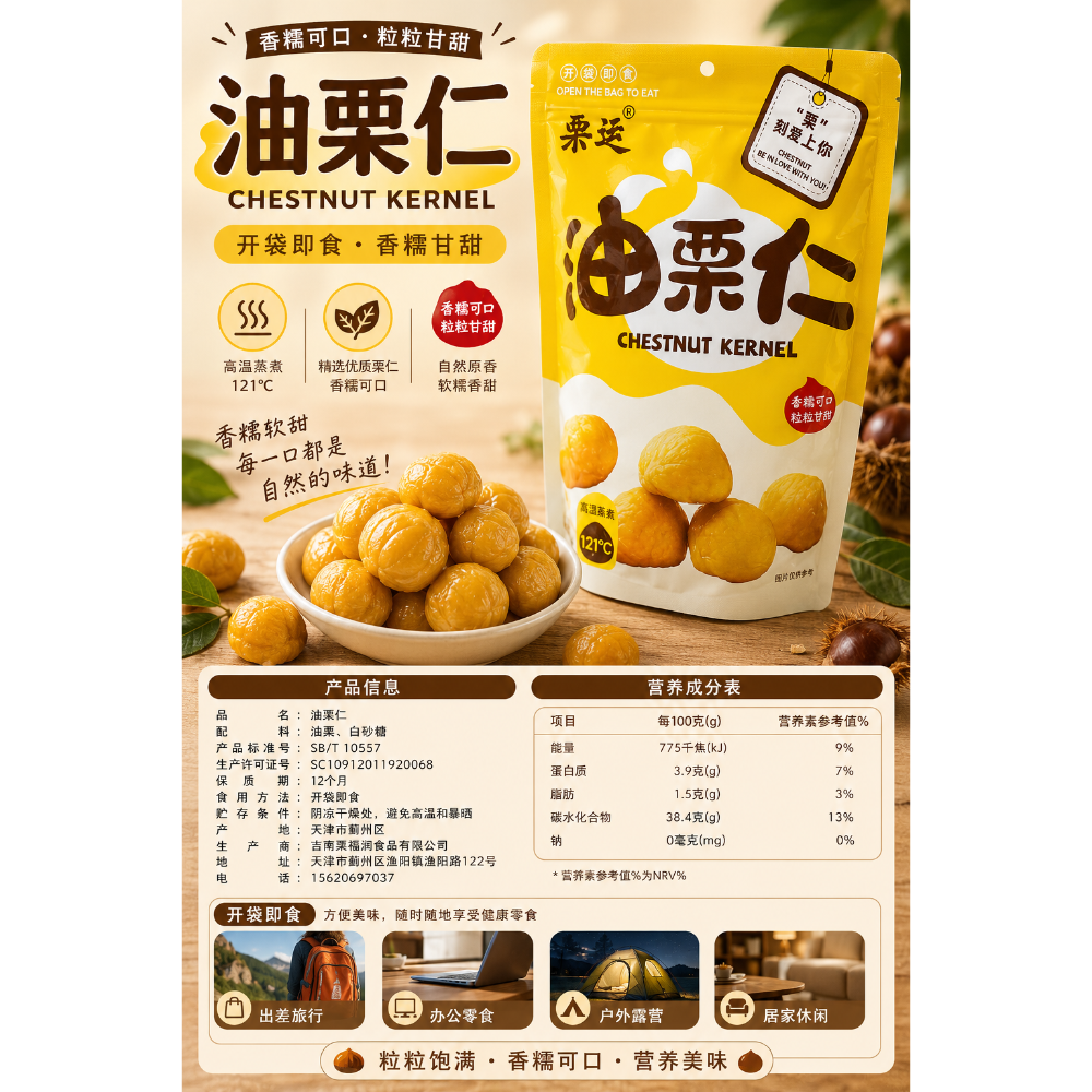 油栗仁｜500g 大包裝｜香甜軟糯｜即開即食｜休閒零食-細節圖3