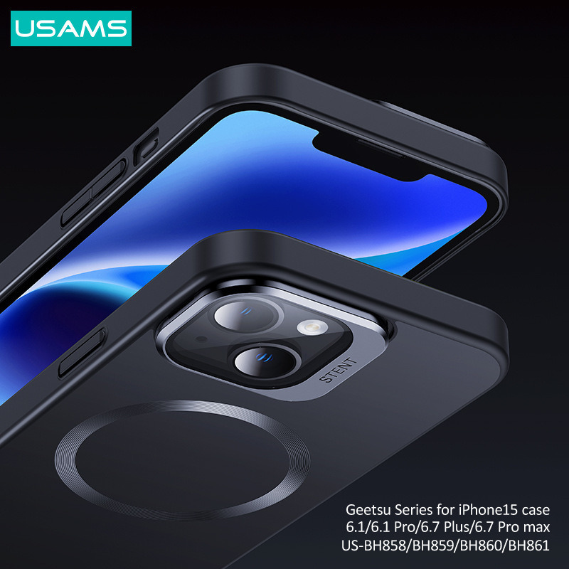 USAMS iPhone 15 Pro Max Plus 手機殼 保護套 強力磁吸 Magsafe無線充 鏡頭支架殼-細節圖3