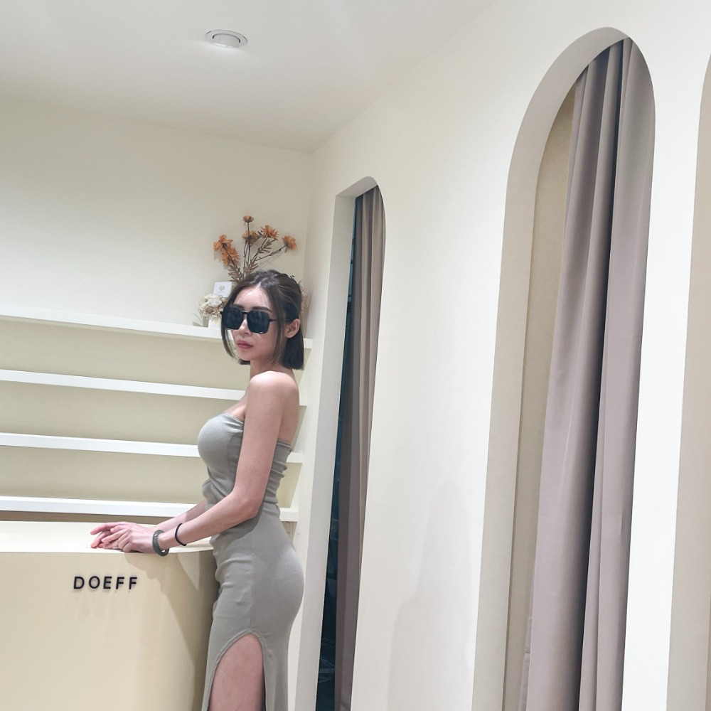 【DOE.FF】 圈環開岔抹胸長洋 (現貨) 洋裝 連身裙 顯瘦洋裝 長洋裝 短洋裝 渡假洋裝 性感洋裝 氣質洋裝 平口-細節圖5