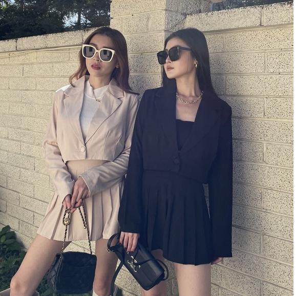 【DOE.FF】西裝百褶襯衫套裝 (現貨) 西裝套裝 西裝外套 短版外套 百褶裙 褲裙 A字裙 套裝女 高腰短裙 裙子-細節圖6