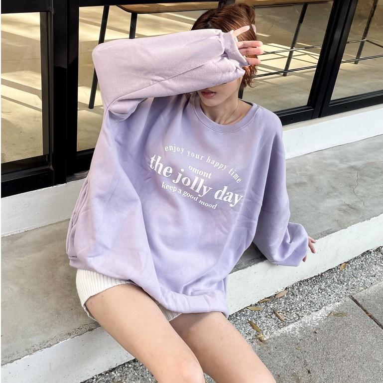 【DOE.FF】印字刷毛口袋寬鬆大學T｜現貨｜長T 內刷毛衛衣 情侶大學T 寬鬆T 韓版 韓國 上衣女-細節圖3