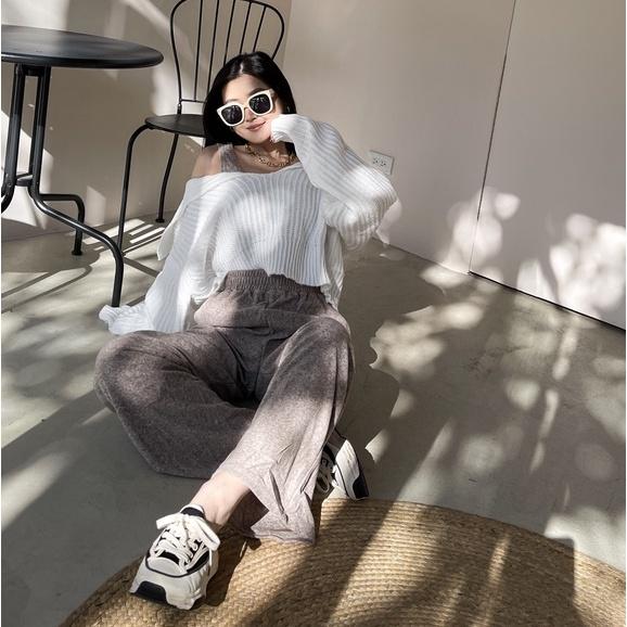 【DOE.FF】韓國隨性慵懶三件套SET | 現貨 | 棉套裝 棉寬褲 針織毛衣 棉背心 毛衣女 INS風 套裝-細節圖6
