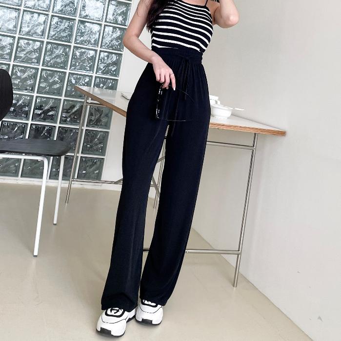 【DOE.FF】 涼感抽繩寬褲 (現貨+預購) 西裝褲 寬褲 闊腿褲 長褲女 顯瘦長褲 寬褲女 雪紡長褲 高腰長褲 女裝-細節圖4