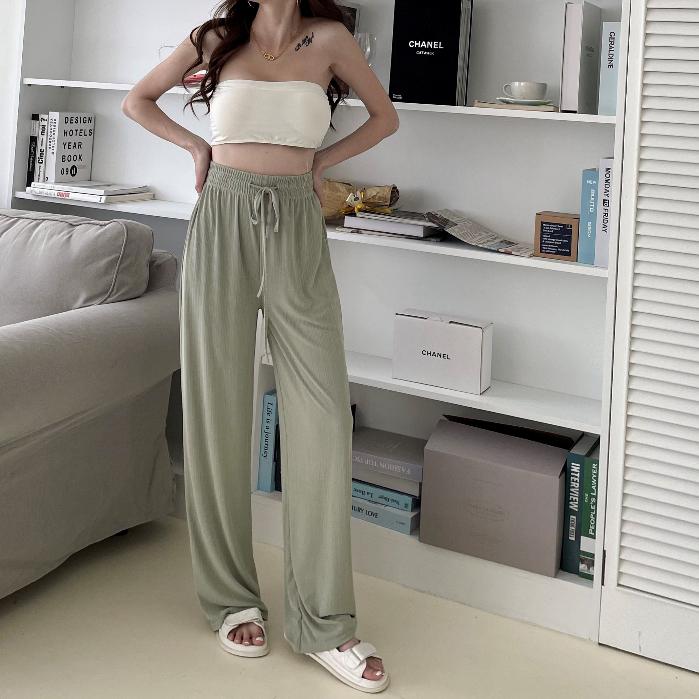 【DOE.FF】 涼感抽繩寬褲 (現貨+預購) 西裝褲 寬褲 闊腿褲 長褲女 顯瘦長褲 寬褲女 雪紡長褲 高腰長褲 女裝-細節圖7