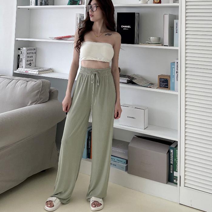 【DOE.FF】 涼感抽繩寬褲 (現貨+預購) 西裝褲 寬褲 闊腿褲 長褲女 顯瘦長褲 寬褲女 雪紡長褲 高腰長褲 女裝-細節圖8