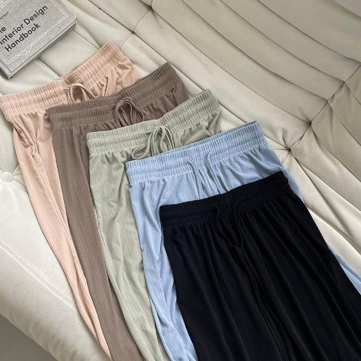 【DOE.FF】 涼感抽繩寬褲 (現貨+預購) 西裝褲 寬褲 闊腿褲 長褲女 顯瘦長褲 寬褲女 雪紡長褲 高腰長褲 女裝-細節圖9