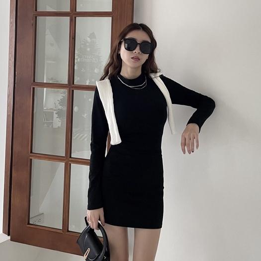 【DOE.FF】 歐美立領刷毛連身短洋｜現貨｜包臀洋裝 連身裙 連身短洋 辣妹短洋 包臀短洋 高領洋裝 高領毛衣-細節圖4