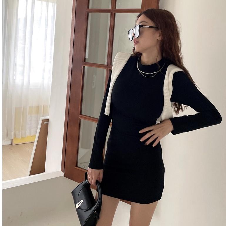 【DOE.FF】 歐美立領刷毛連身短洋｜現貨｜包臀洋裝 連身裙 連身短洋 辣妹短洋 包臀短洋 高領洋裝 高領毛衣-細節圖5